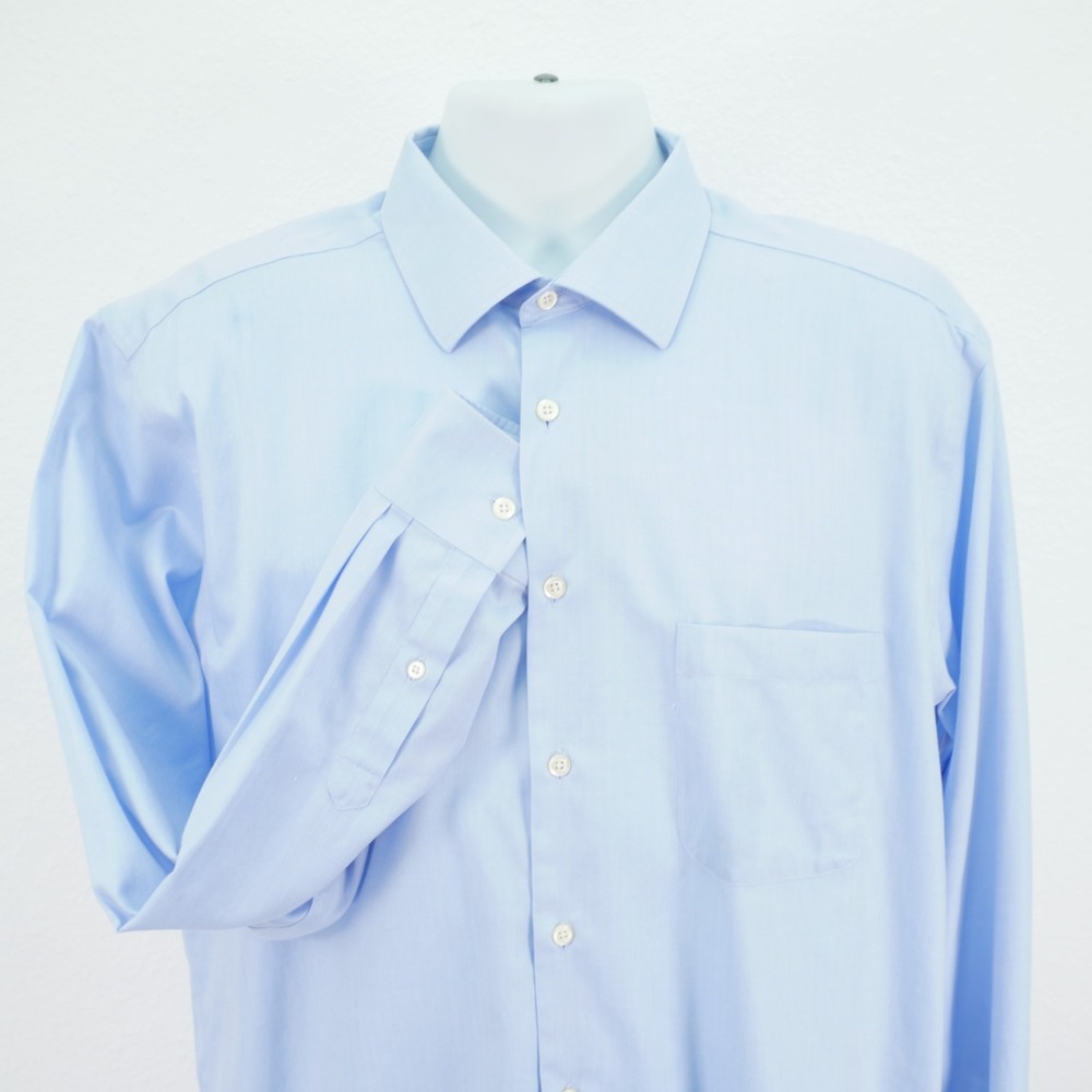 Joseph Abboud Blue Egyptian Cotton Collared Dress Shirt -17 36/37 Tall- Pocket